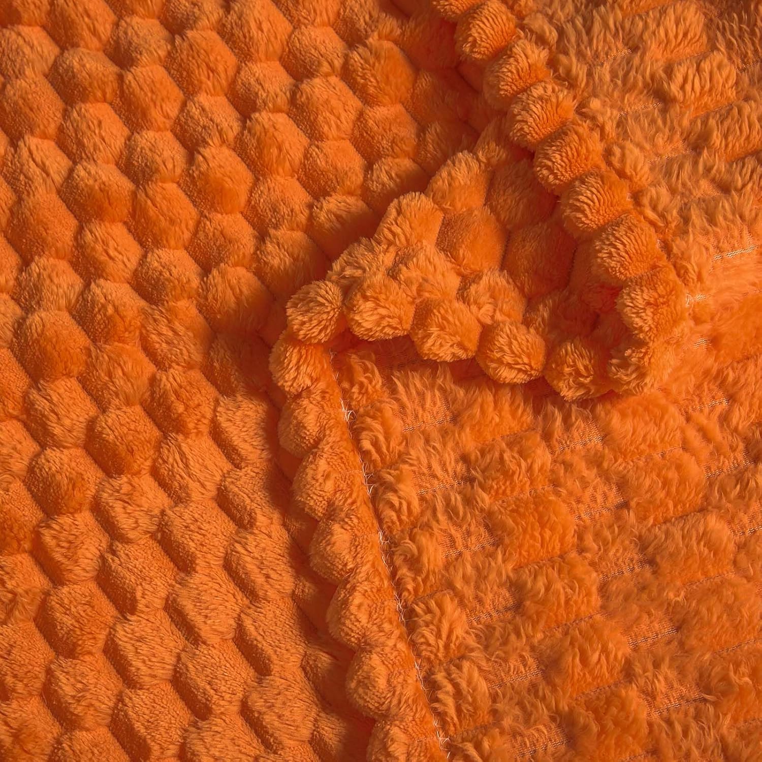 Vessia Flannel Fleece King Size Bed Blanket(108x90 inch), 3D Jacquard Burnt Orange Fuzzy and Warm Blanket for Adults, 300GSM Super Soft Touch Cozy Lightweight Home Decor for All-Season - Image 7