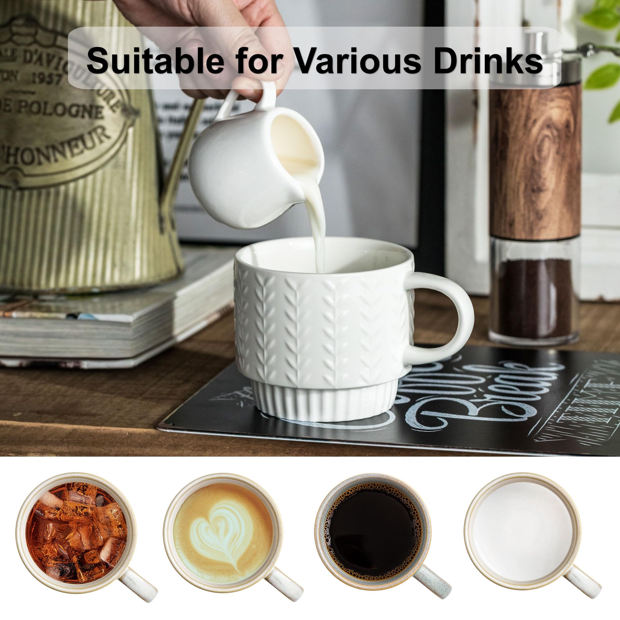 Lot De 4 Tasses à Café Empilables Avec Cuillères Et Support