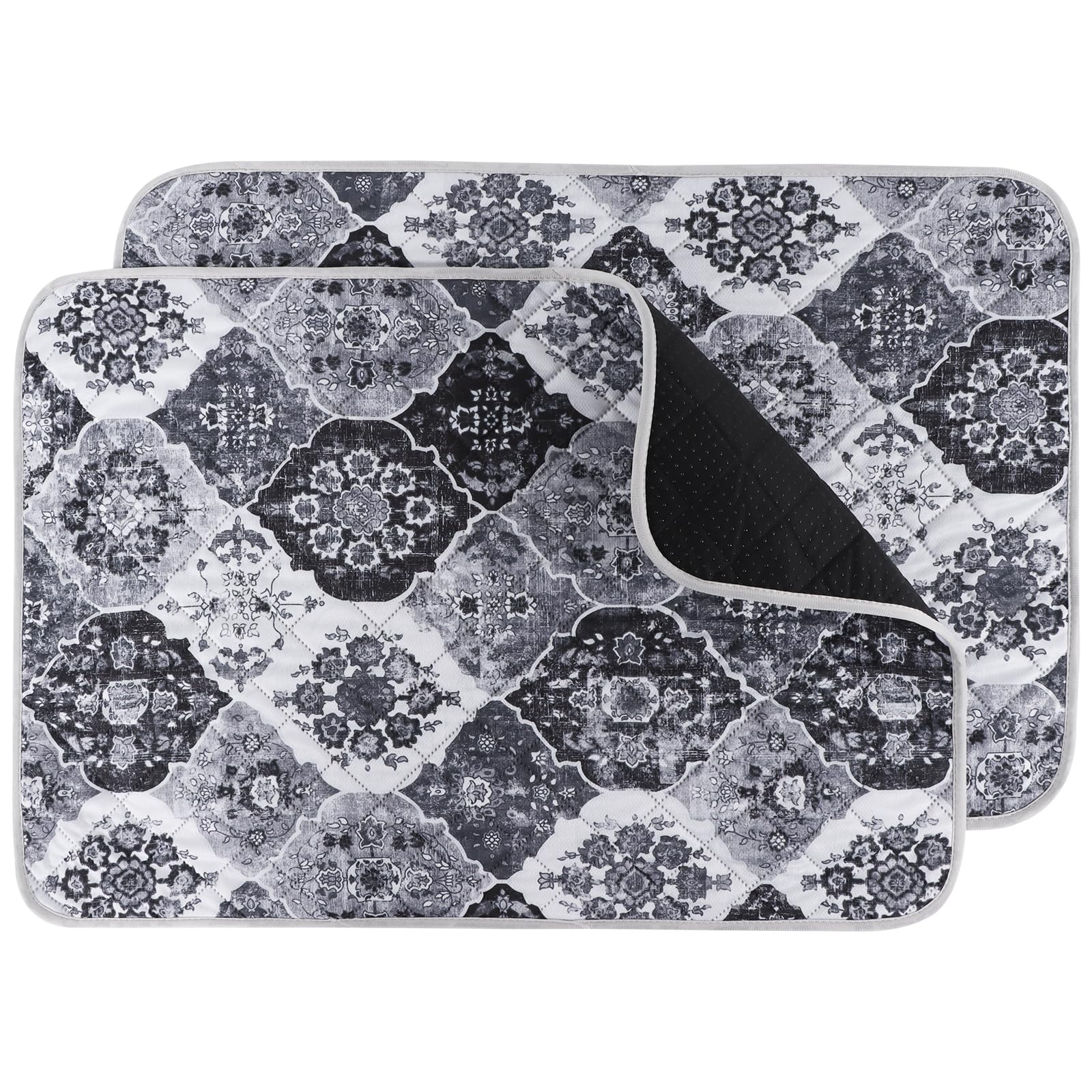 IEUUMLER Washable Pee Pads for Dogs, 2 Pack Reusable Pee Pads for Dogs Non-Slip Grip, Super Absorbent Waterproof Puppy Pads for Potty Training, Playpen, Crate, Whelping Box EU011 Black Grey, 36x41