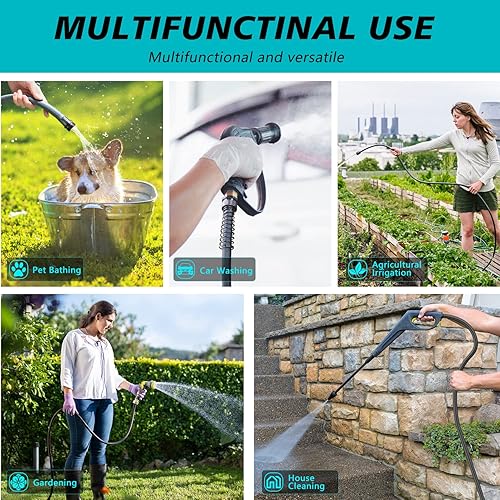 Miniatura 6 de Hopegiver Manguera de jardín flexible de 58 x 100 pies, manguera de agua híbrida resistente, sin torceduras, a prueba de fugas, ligera, manguera de