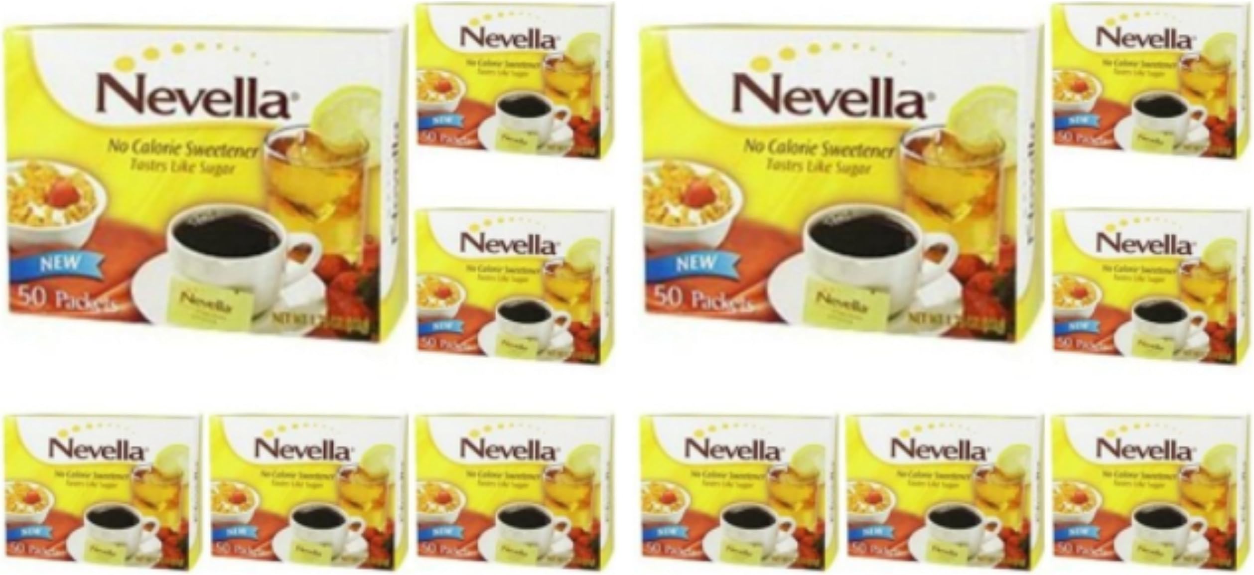 Lot of 6 Nevella No Calorie Sweetener 50 Packets/Box Tastes Like Sugar!