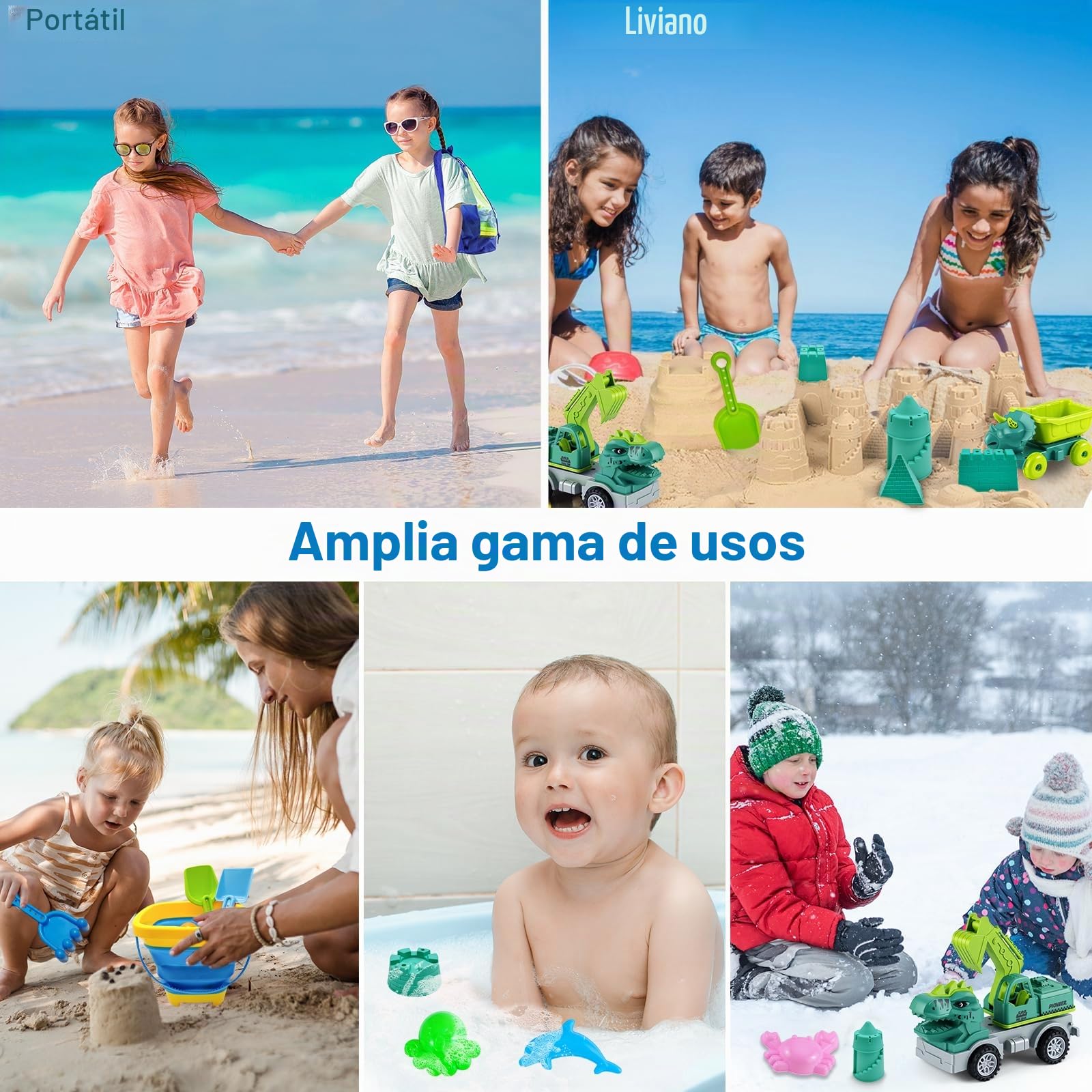 Juego de Juguetes de Playa para Niños,36 Piezas Juguetes de Playa de Dinosaurios para Niños Pequeños (1-8 Años),Juego de Juguetes de Playa de Viaje,Moldes de Animales,Set de Construcción