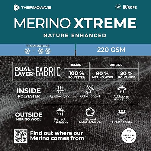 Miniatura 3 de Thermowave Xtreme Merino Wool Base Layer Mens High Neck Zip - Camisas térmicas