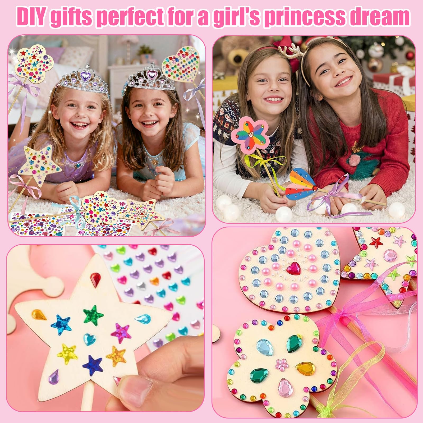 14 Sets Fairy Wand Craft Kit, Wooden Princess Fairy Wands Kit, DIY Magical Wand - Image 7