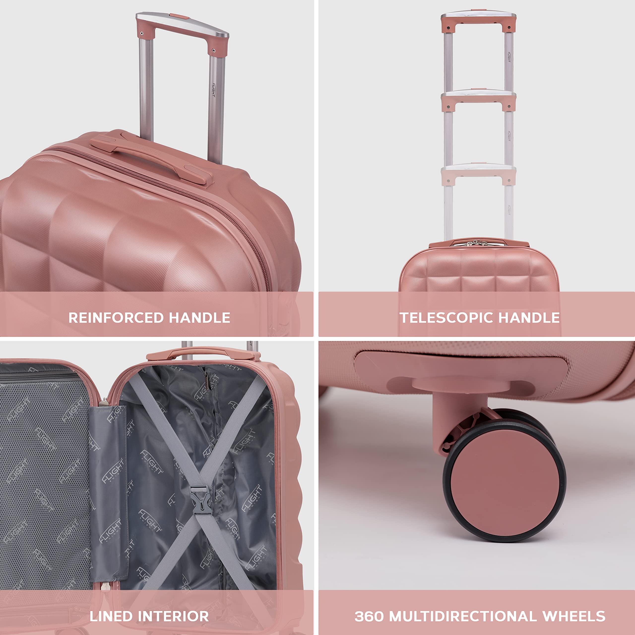 Flight Knight Bubble Suitcase Ryanair easyJet Jet2 Approved 8 Wheel Hardcase Suitcases Cabin or Medium & Large Check-in Sizes