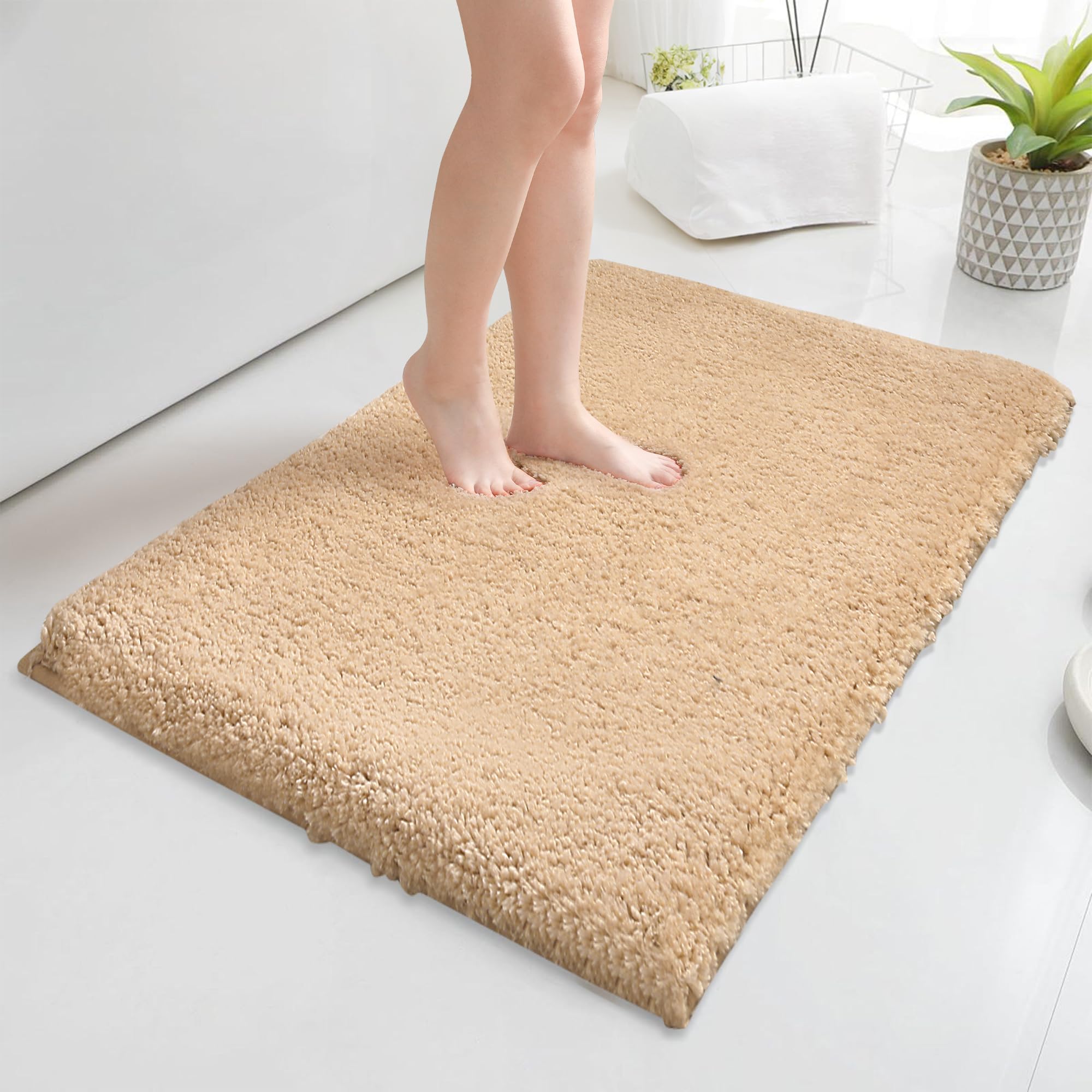 Baahrnom rutschfeste Badematte, weicher waschbarer Teppich schnell trockenes Wasser absorbierend, regelmäßige Badematte und U-förmige Badeteppiche Toilettenmatte Set
