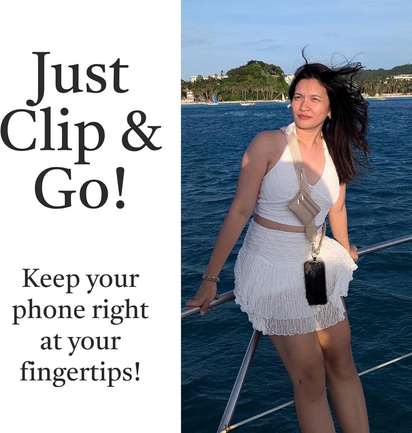 Save the Girls Original Clip and Go Phone Strap Pattern - Crossbody Phone Strap Chain with Zipper Wallet Pouch - Image 2