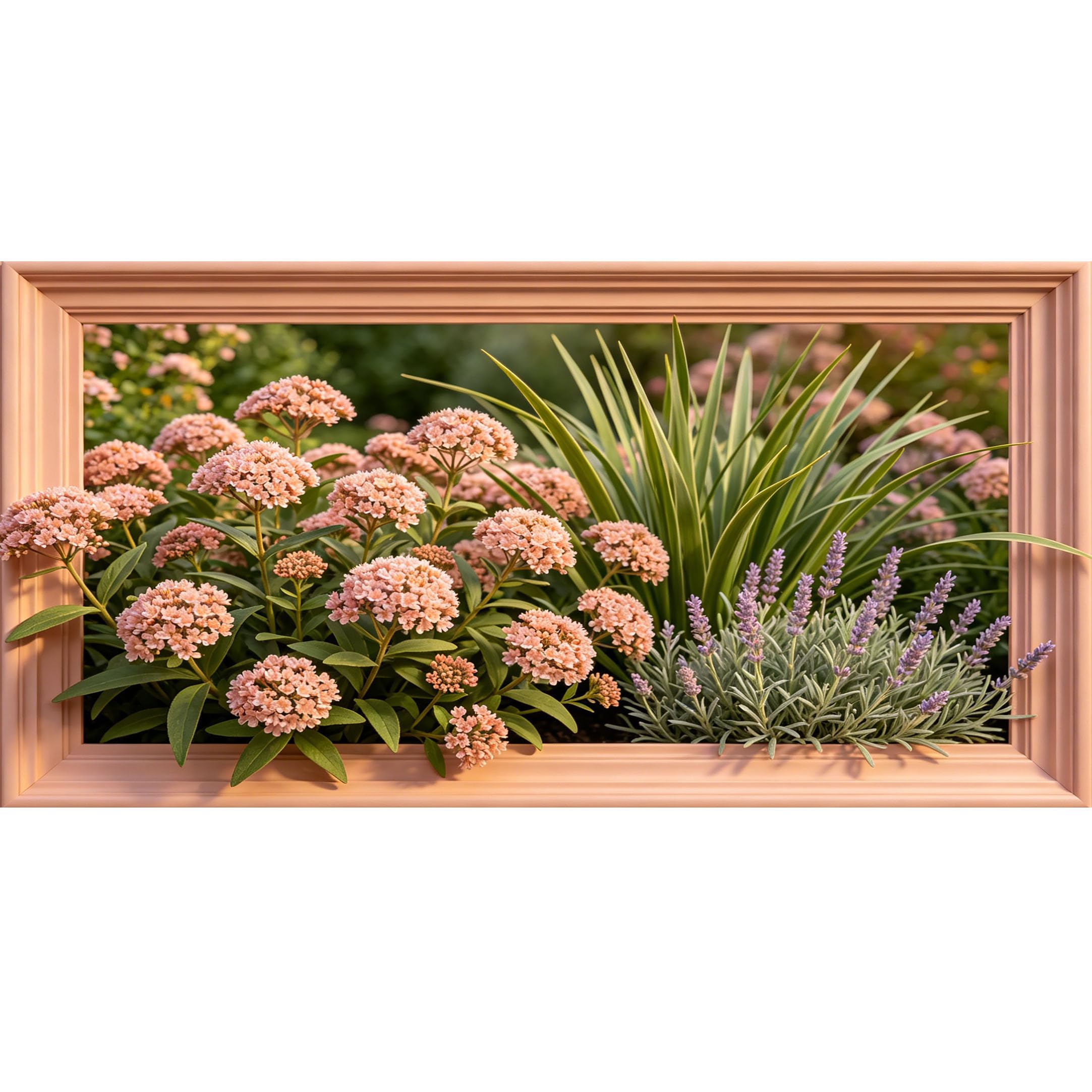 Agglomerix 3D Framed Wall Art Pink Hydrangea Lavender Foliage Botanical Garden Relief Effect Large Size SelfAdhesive Removable Wall Decor Prints Artwork for Living Room Bedroom Office