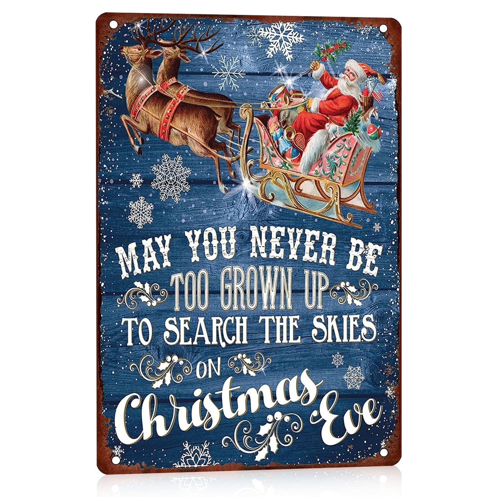 Vintage Christmas Metal Sign for Christmas Wall Art Decorations 12x8 Inches