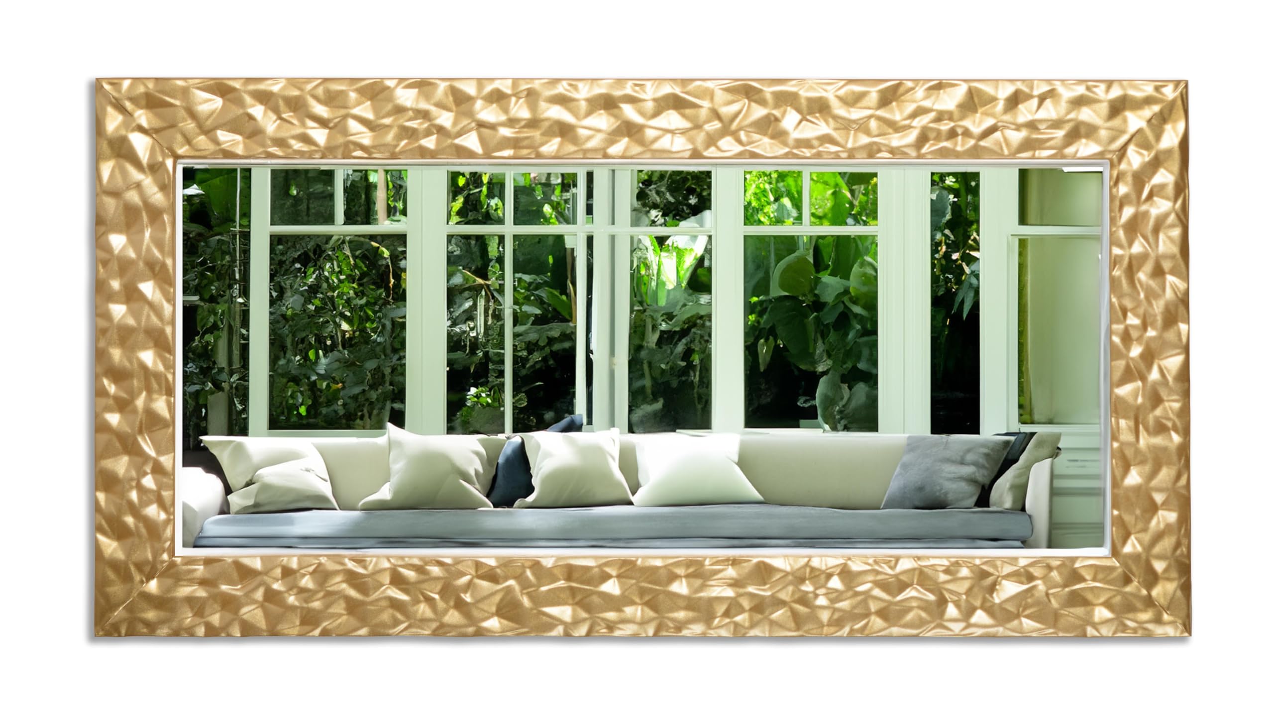 MO.WA Specchio da parete moderno oro Made in Italy cm. 41x81 - Specchio cornice in legno dorata da appendere in camera, ingresso, corridoio