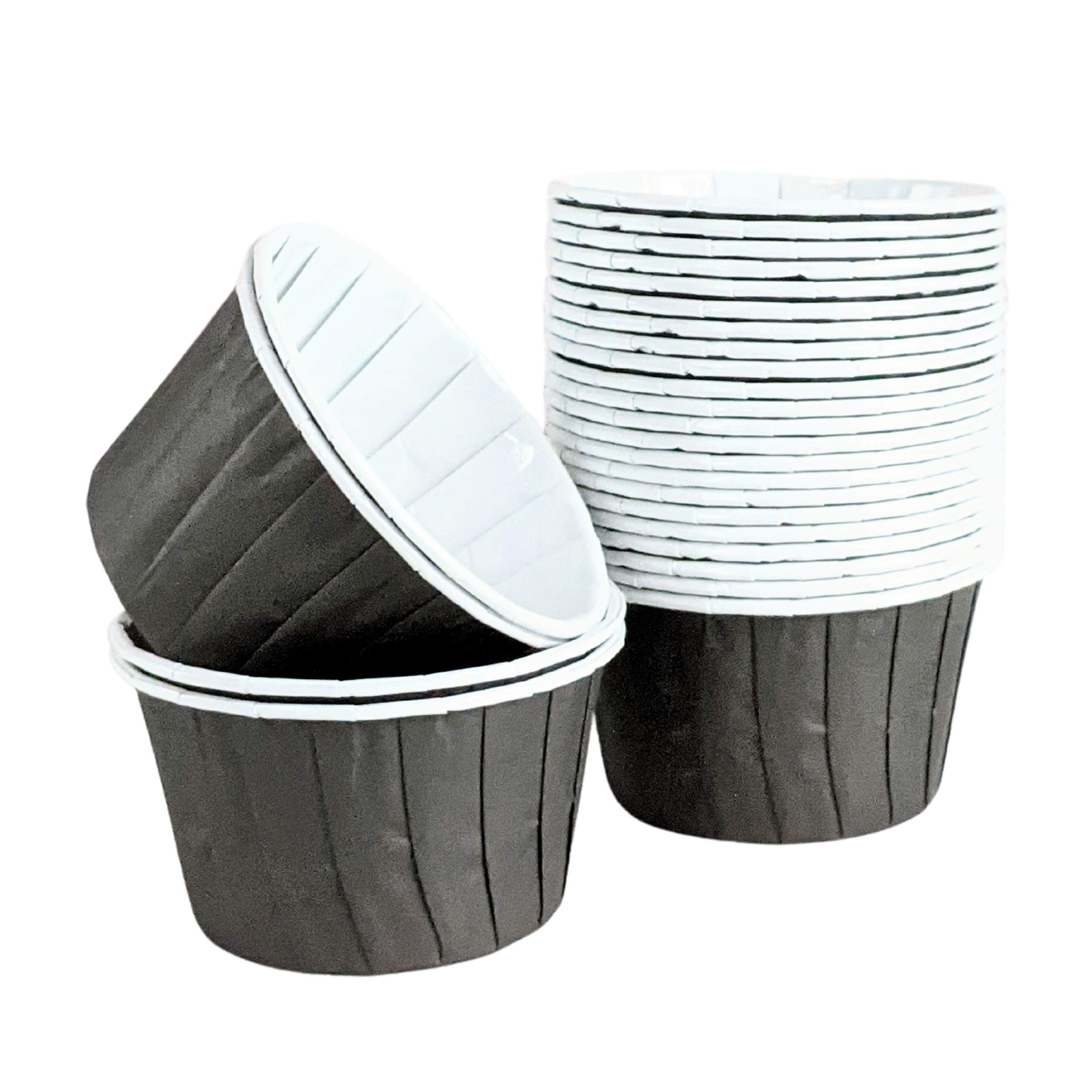 Cups & Cases 48 Pack Solid Black Pleated Baking Cups Standard Size Cupcake Cases
