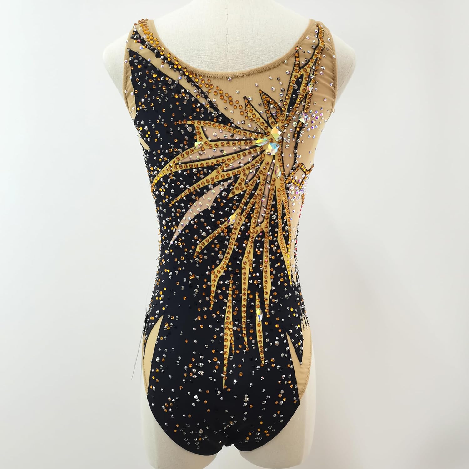 Girls' Black Gold Synchronized Swimsuit Professional Customized Competition Costume