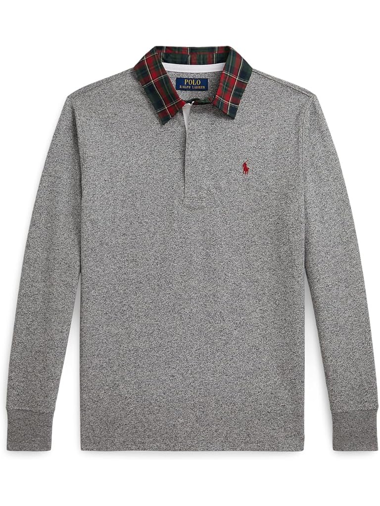 Gray Polo Ralph Lauren Plaid-Collar Cotton Jersey Rugby Shirt (Big Kid)
