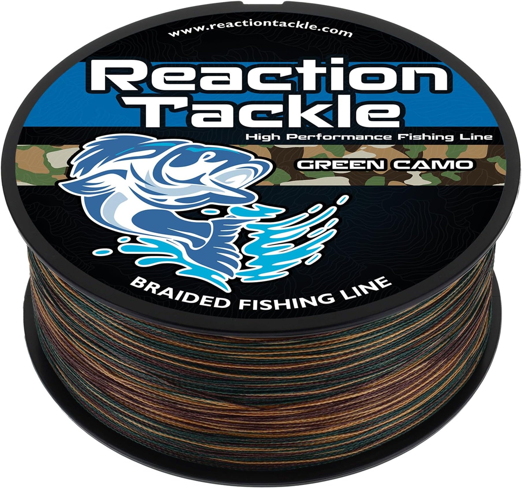 Reaction Tackle Braided Fishing Line Green Camo 6LB 150yd