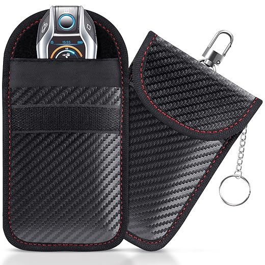 lanpard Faraday Pouch Bag for Car Keys, RFID Signal Blocking Holder, Key Fob Cage Protector, Block Signal Anti-Theft Fob Case, Small Size (3.15 x 4.5 inches), 2 Pack