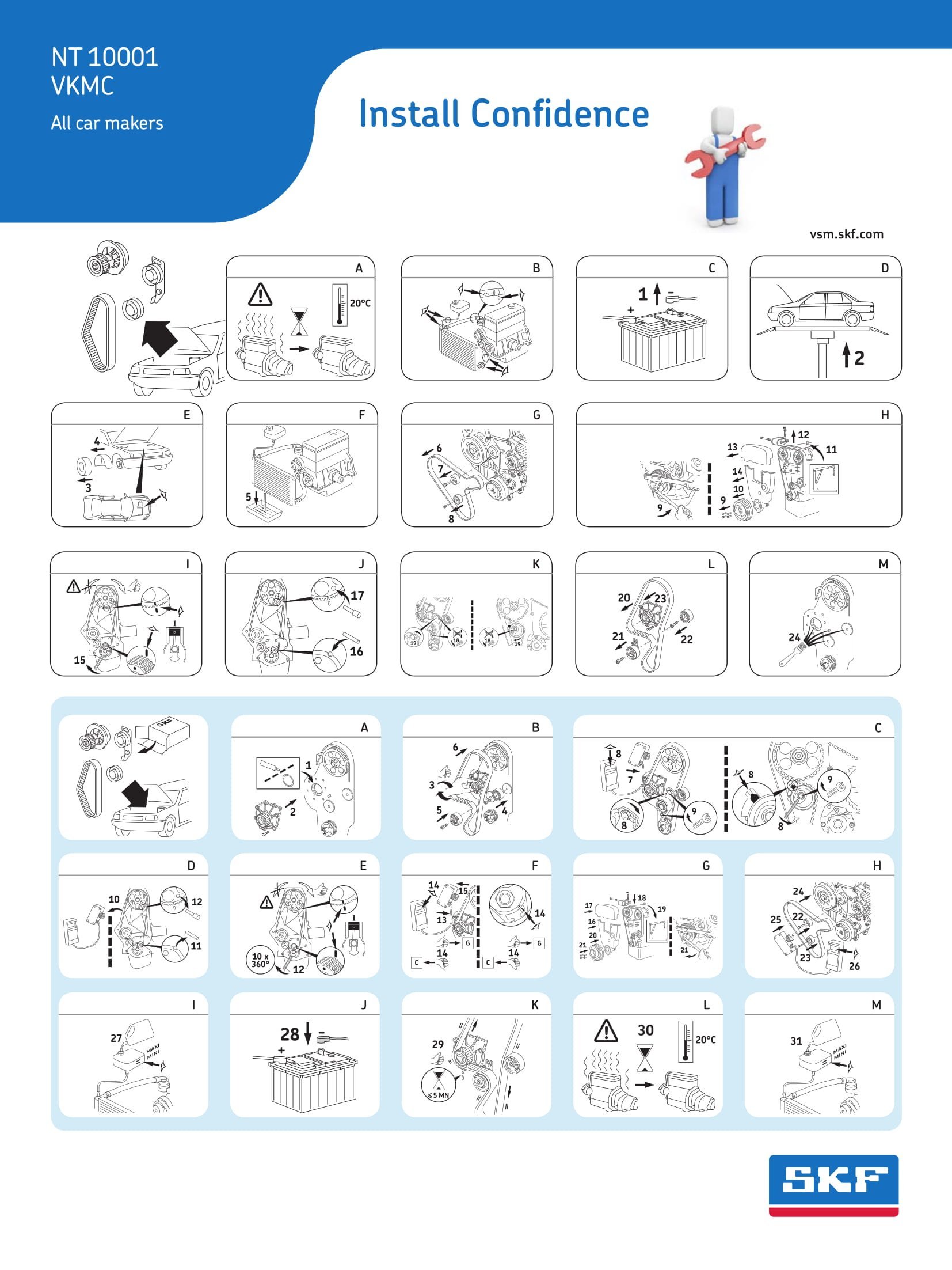SKF Wasserpumpe und Zahnriemensatz mit Stehbolzen mit Dichtungen/Dichtungen VKMC 01250-2 Höhe 171 mm Länge 271 mm Breite 142 mm - OE-Qualität