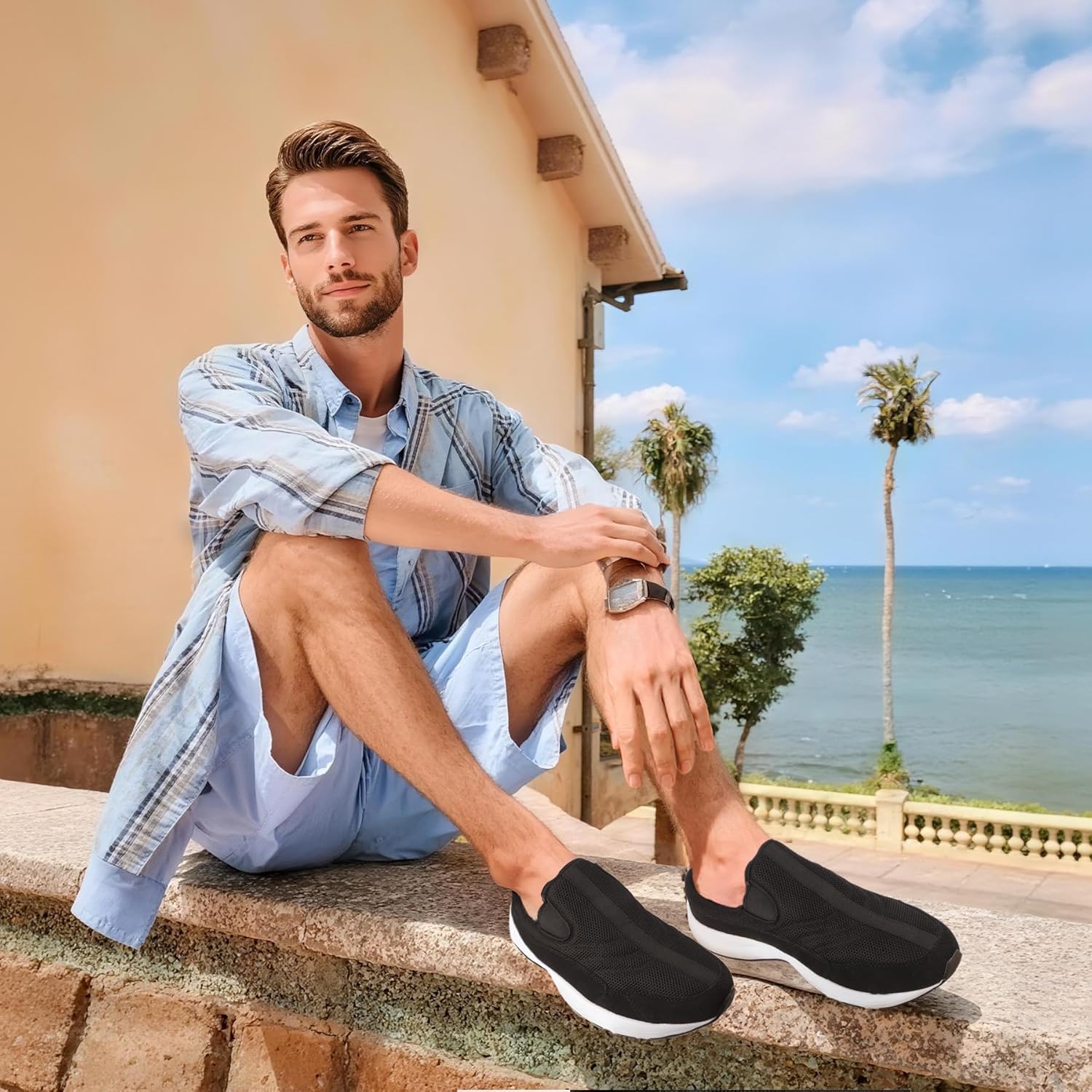 Men's Slip-On Mules | Indoor/Outdoor All Seasons Wide Slippers | Open Back Sneakers & House Shoes | Comfortable Closed-Toe Garden Clogs | Lightweight Breathable Walking Casual Loafers - Image 2