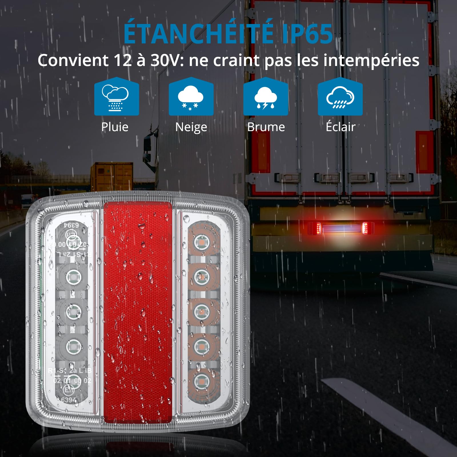 AUTOUTLET Feux Arrière Remorque Feux de Remorque Montage à Vis Câble de 7,5m 7 Broches 18 LEDs Super Claires avec E Mark E11 pour La Circulation Routière pour Camping-Car Camion Poids Lourd Tracteur