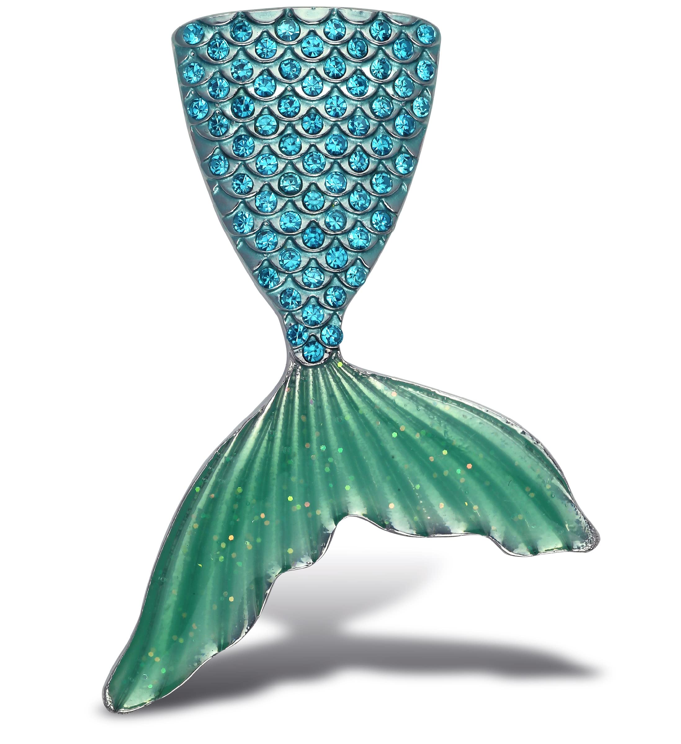 Aqua79 Mermaid Tail Sparkling Refrigerator Magnet - Silver Sparkling Charm Rhinestones Crystals Cute Sparkly Ocean Magnet for Kitchen Door Fridge,