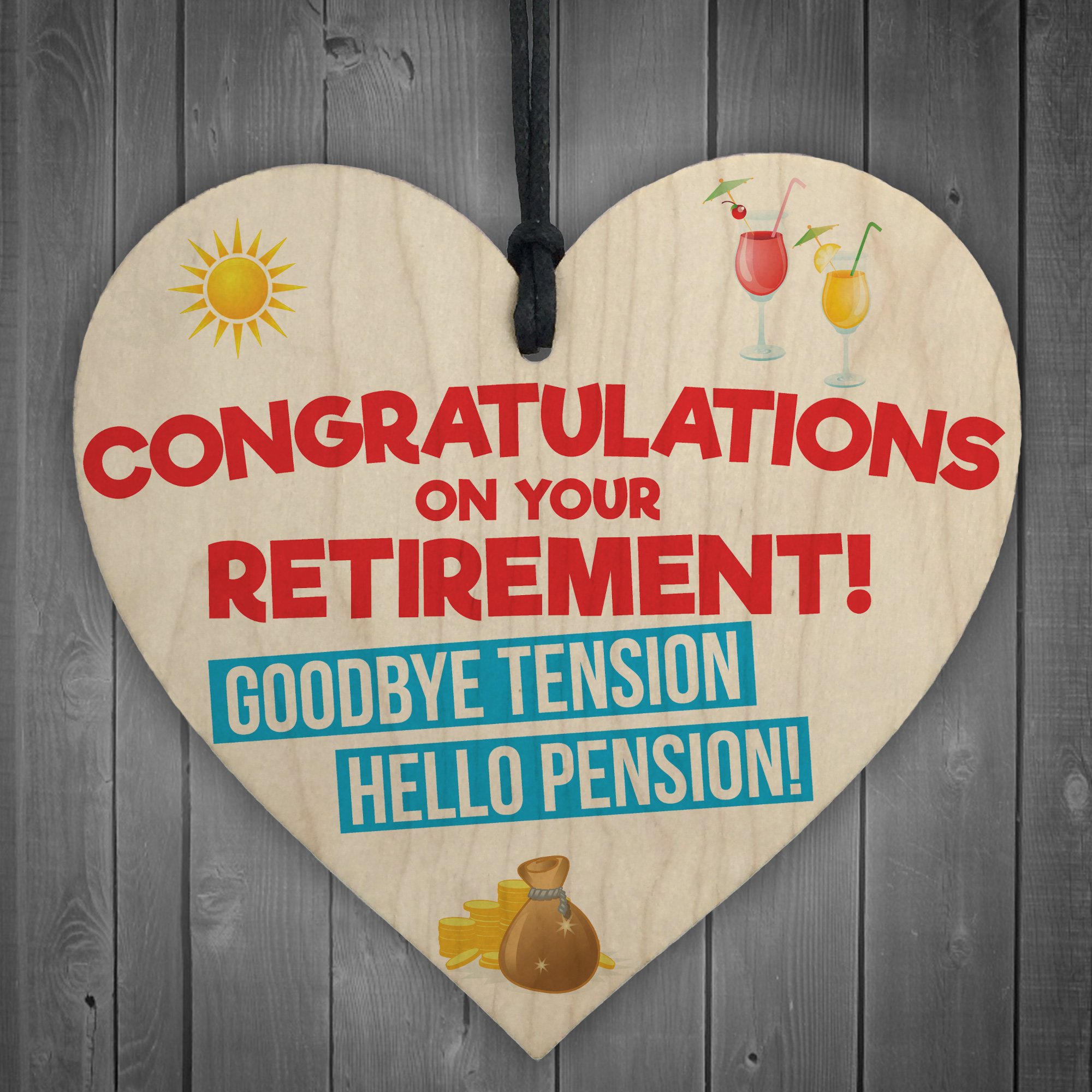 Red Ocean Retirement Goodbye Tension Colleague Work Funny Pension Gift Hanging Plaque Leaving Sign