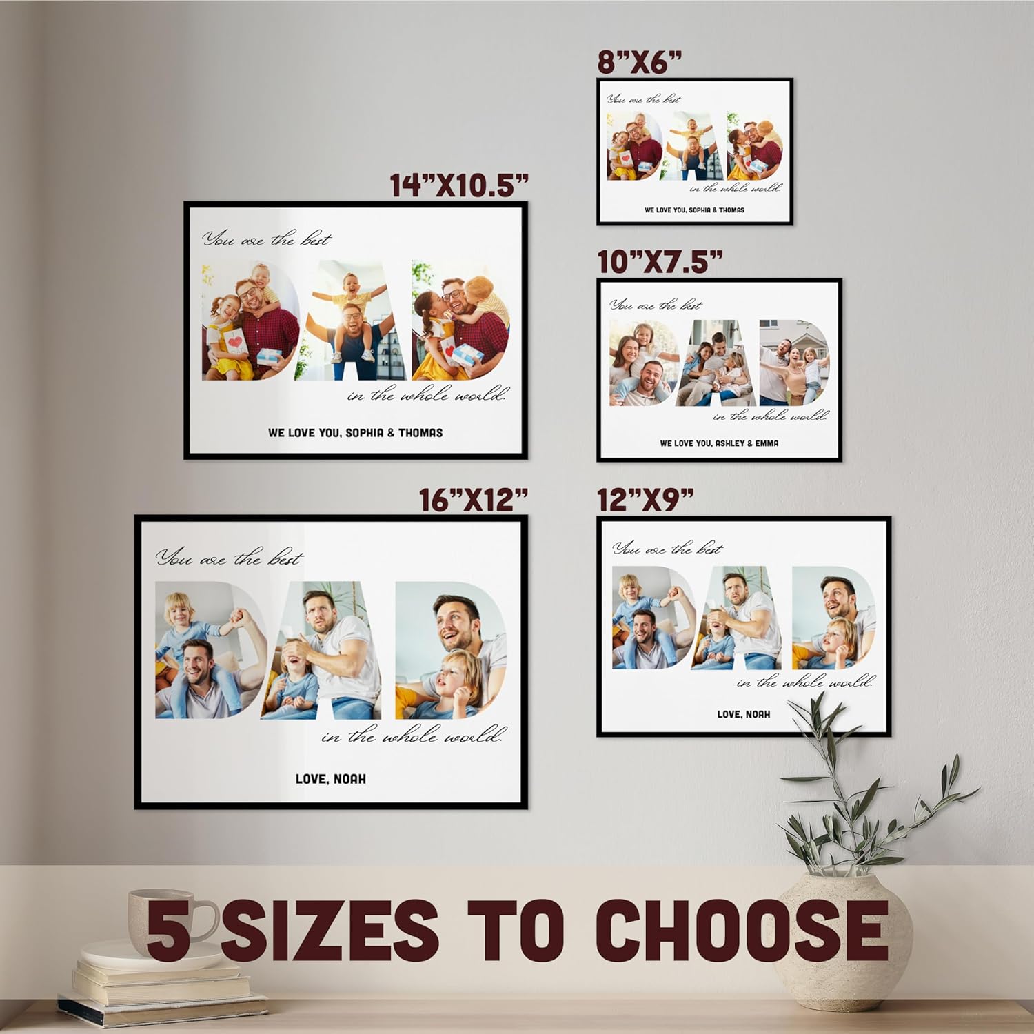Personalized Gifts for Fathers Day from Daughter Son Kids - Customized Wooden Dad Picture Frame - Custom Daddy Birthday Present, Sentimental Best Dad Ever Gifts - Image 3