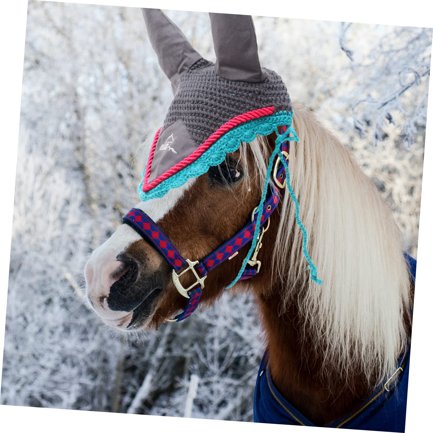 CIYODO Elegant Horse Mask Knitted Protective Head Wrap Comfortable Ear Cover for Horses Accessory