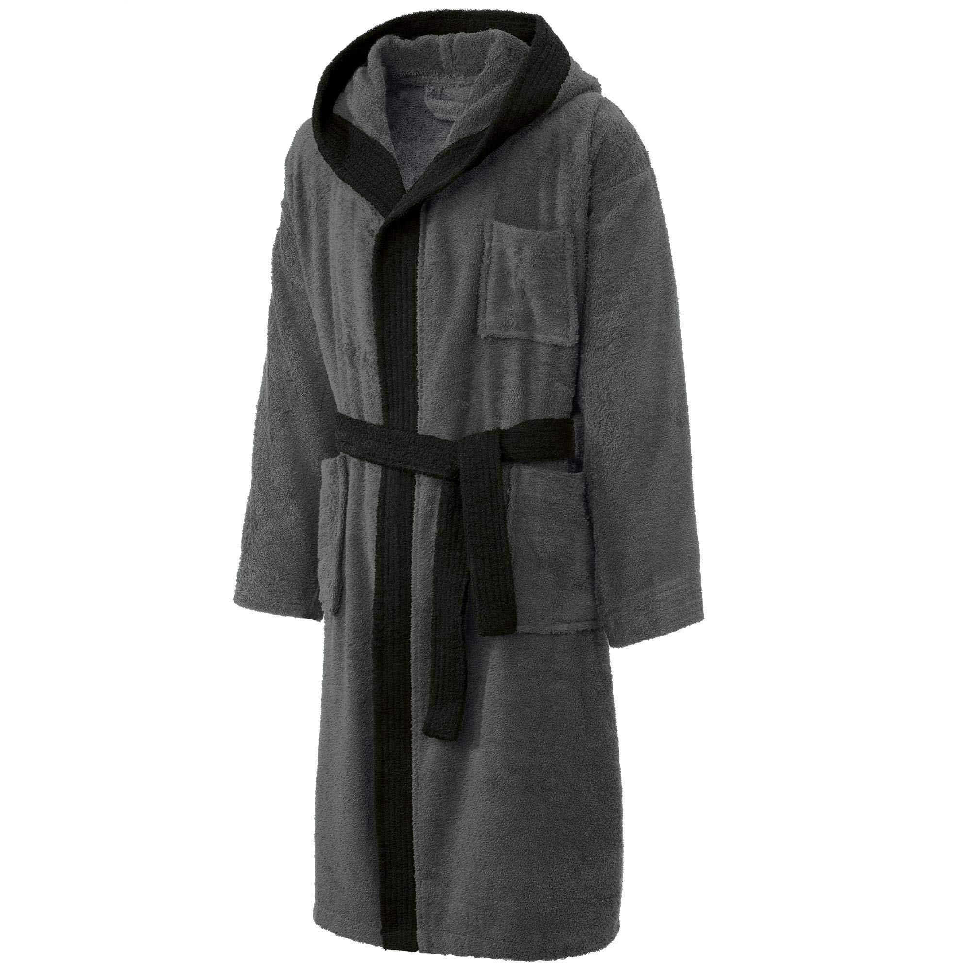 CelinaTex S-XXL Bademantel Kapuze Uni lang aufgesetzte Taschen Damen Herren Unisex warm Frottee Baumwolle Morgenmantel, Sauna, Spa, Pool, Bad, flauschig und komfortabel OEKO-TEX Arizona