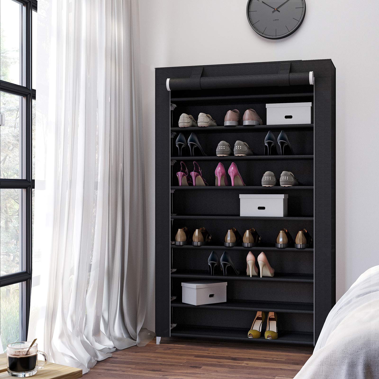 SONGMICS Scarpiera a 10 Livelli, Scaffale con Copertura