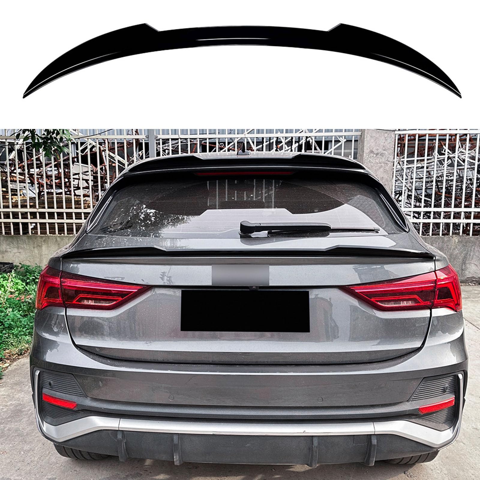 YPGHBHD Compatible with Audi Q3 F3 Sportback 2019+, Car Rear Spoilers Trunk Tail Wing Lip Kit Exterior Rear Spoiler, A Gloss Black MID