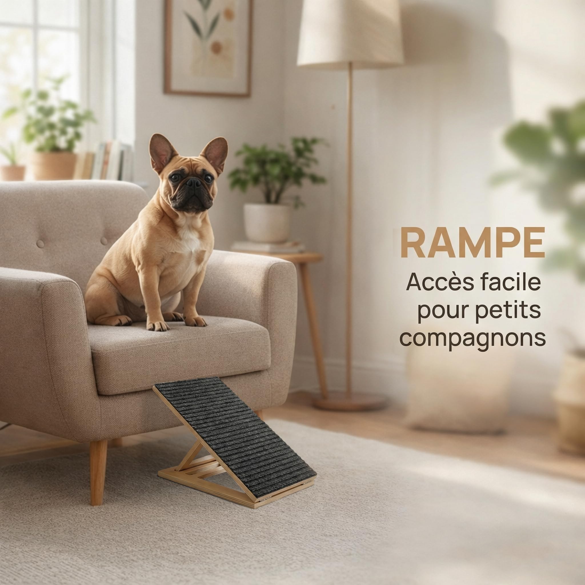kowaku Rampe pour Chien en Bois Pliable, Escalier Animaux pour Petits Chiens et Chats avec Hauteur Réglable, Pente Douce pour Canapé, Lit, Voiture, Assistance Animaux Âgés, Races Petites Pattes
