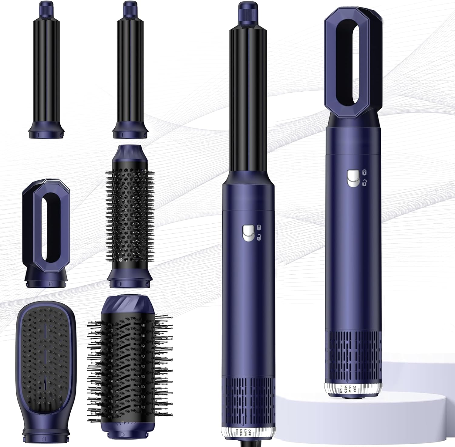 Air Styler 6-in-1 haarstyler met haardroger, luchtkruller, blaasborstel, haarborstel, stijlborstel, magische styler voor het gladmaken, volume geven, krullen, drogen