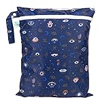 Bumkins Waterproof Wet Dry Bag for Baby, Travel, Swim Suit, Cloth Diapers, Pump Parts, Pool, Beach, Gym Clothes, Toiletry, Hook to Stroller, Daycare, Zipper Reusable Wetdry Packing Pouch, Evil Eye