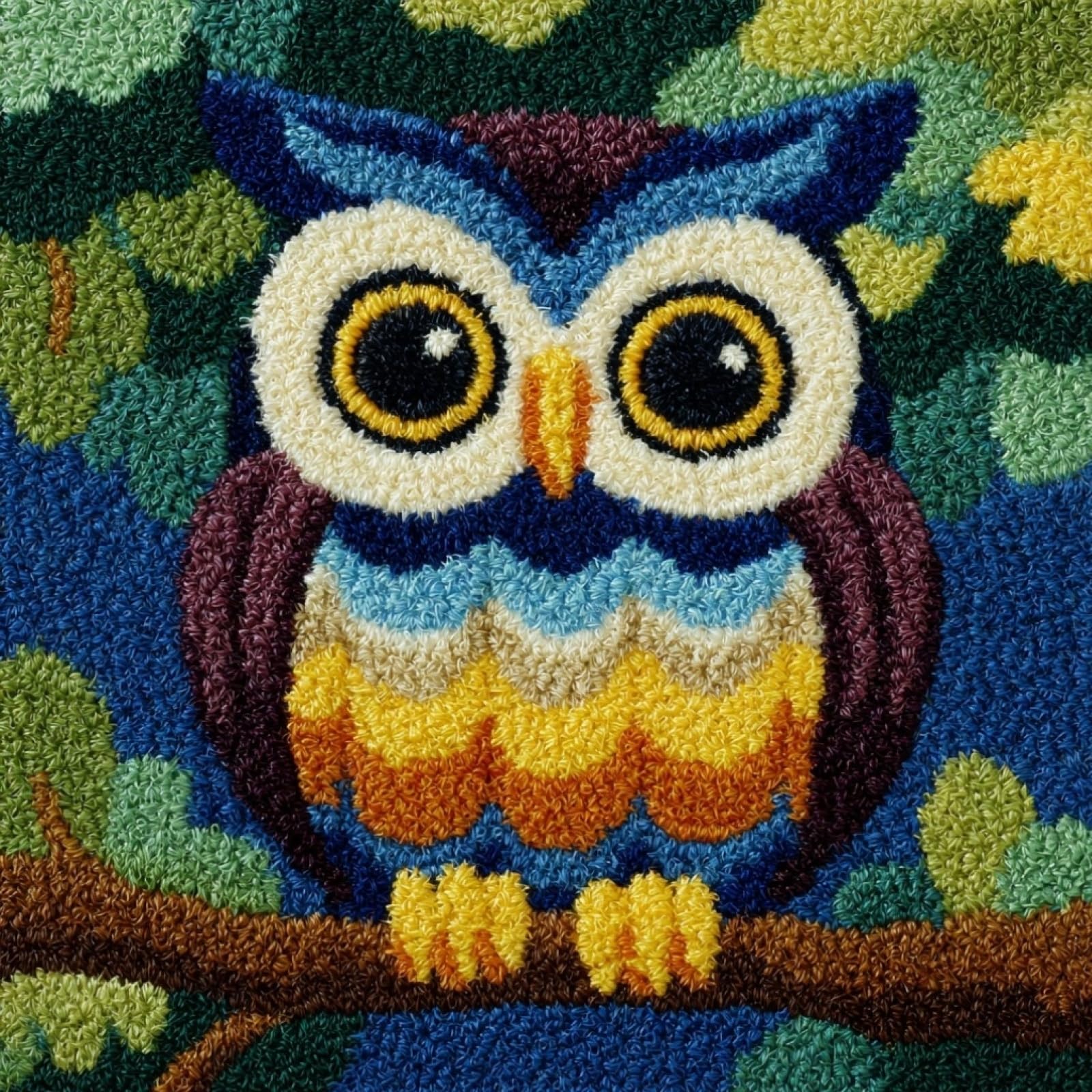 AxiangziK Latch Hook Cushion Kit 17x17in,owl