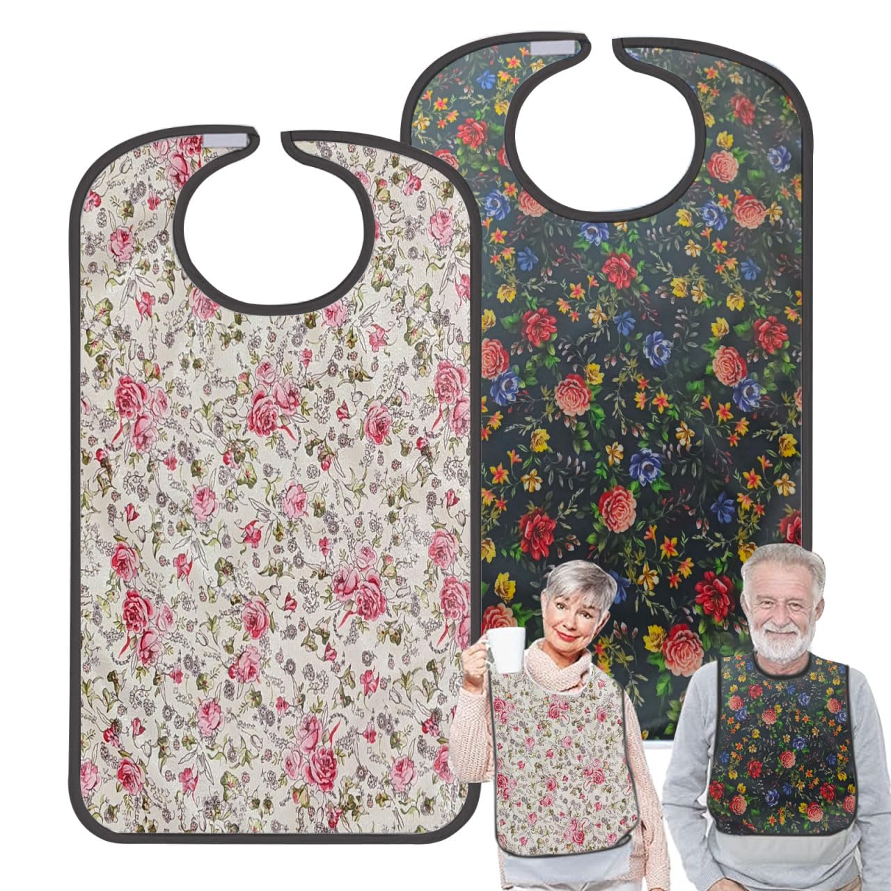 Pozico Adult Bibs for Eating Women/Men/elderly Washable,Waterproof, Clothing Protectors & Adult Bibs with Debris Trap