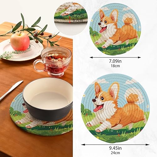 Miniatura 24 de Trivets for Hot Dishes Pots and Pans 2 PC Pot Holders Heat Resistant Cotton Round Potholders for Kitchen Countertop Decorative Autumn Maple Leaves