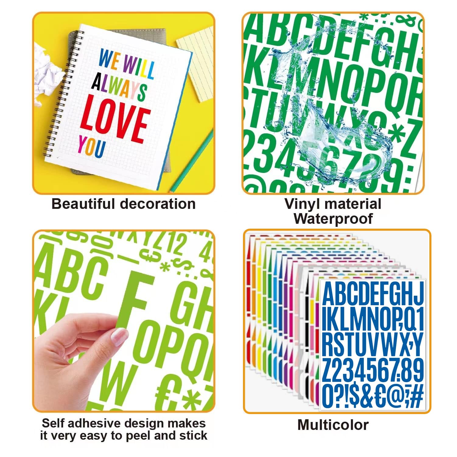 Email Address Sign Sticker Mailbox Address Stickers 500 Pcs 2-Inch Vinyl Letter Stickers - Self ...
