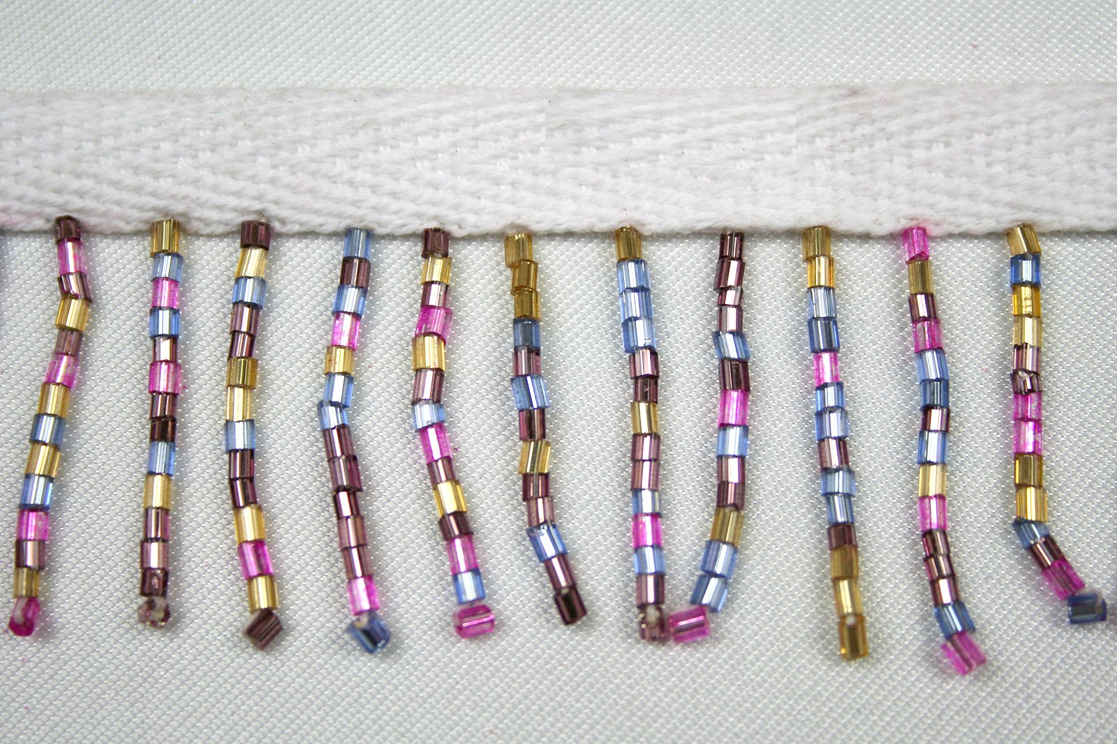 Altotux Beaded Trim 1-1/2 Color Glass Bugle Cylinder with 3/8 Ribbon By Yard by Altotux