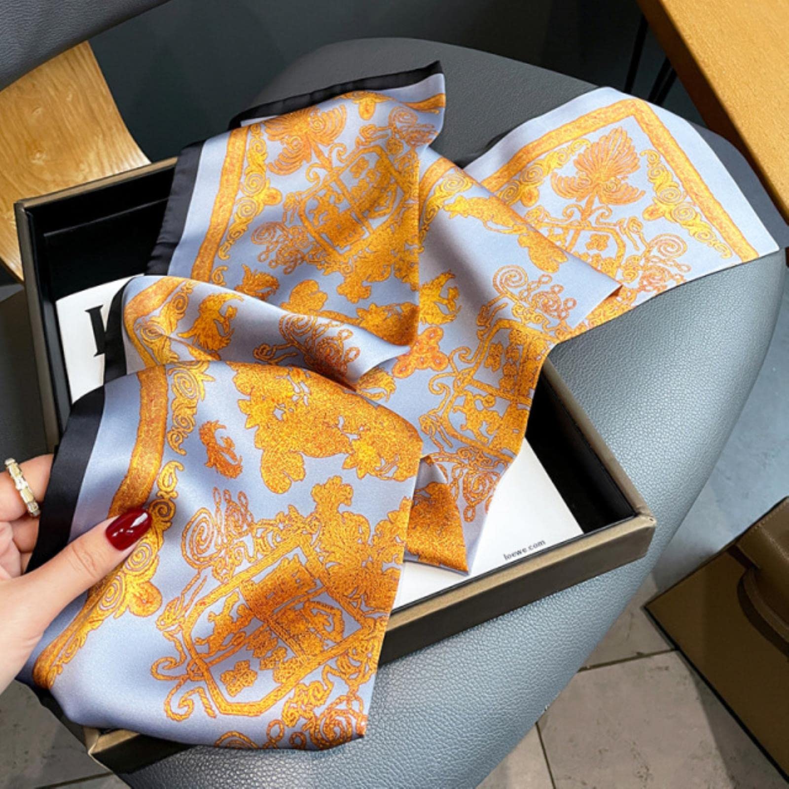 ACiyD Bufanda Nueva Cinta de Lujo Bufanda de Seda 17 * 150 cm Diadema Pañuelo Foulard Bufandas para el Cabello para Mujer Corbatas para el Cuello Bufandas Delgadas para Dama (PJ 355)