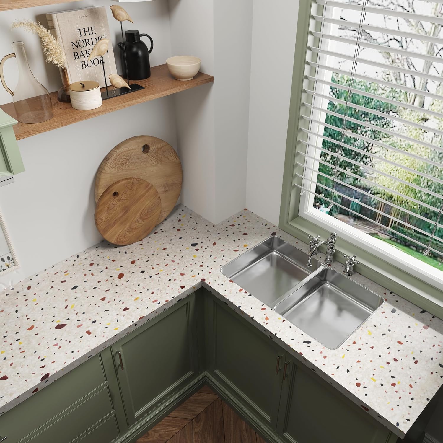 Thick Terrazzo Contact Paper Clossy Marble Contact Paper Peel and Stick Countertops Waterproof Self Adhesive Covering 15.7"x196" Colorful Granite Wallpaper for Bathroom Kitchen Backsplash Laundry Room