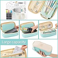 Vista 3 de EASTHILL - Estuche de gran capacidad para oficina, universidad, escuela, almacenamiento grande, bolsa de alta capacidad, organizador de caja azul