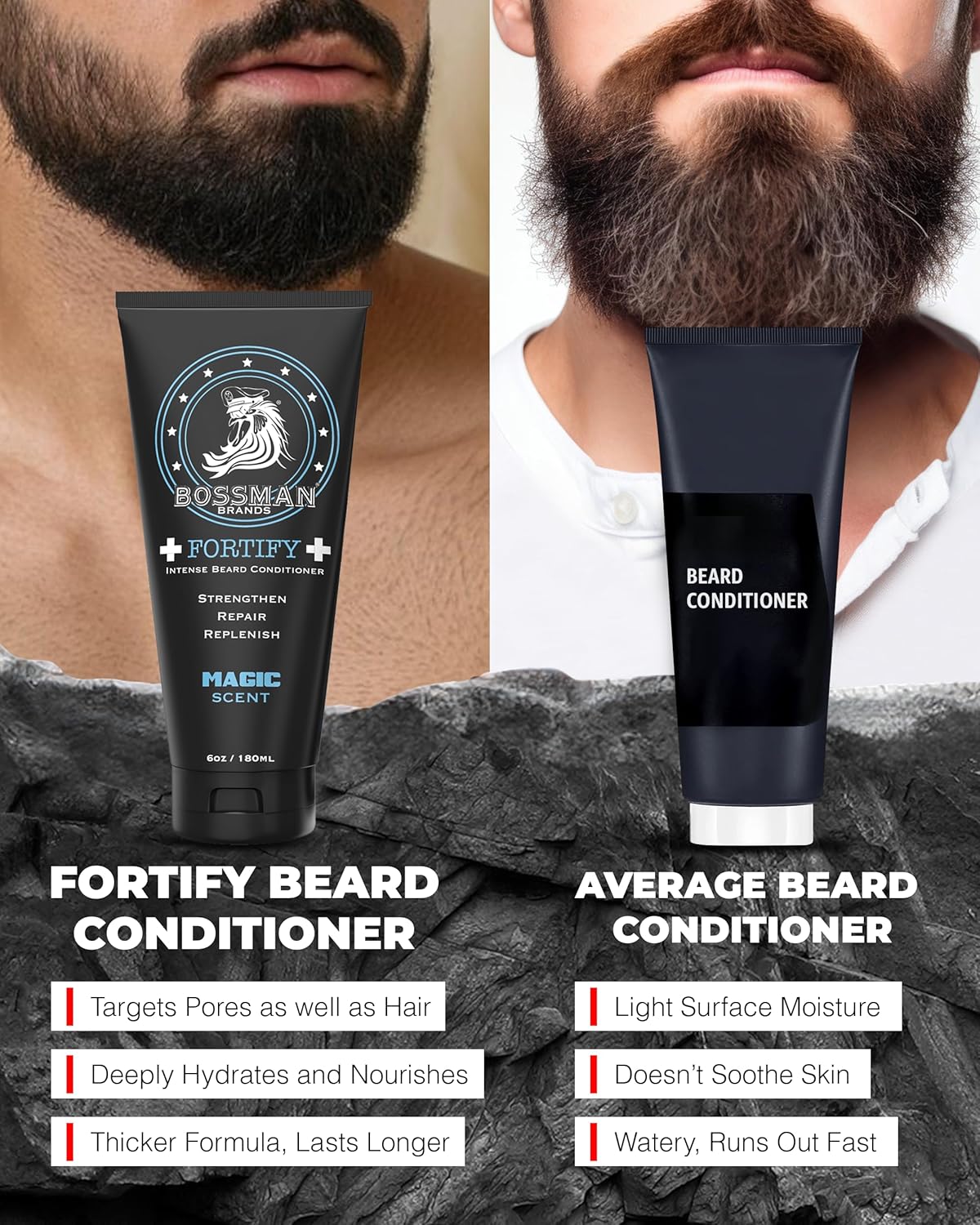 Bossman Fortify Intense Beard Conditioner for Men (Magic Scent) – Moisturizes, Replenishes & Protects with Natural Ingredients – Thicker Formula, Made in USA - Image 5