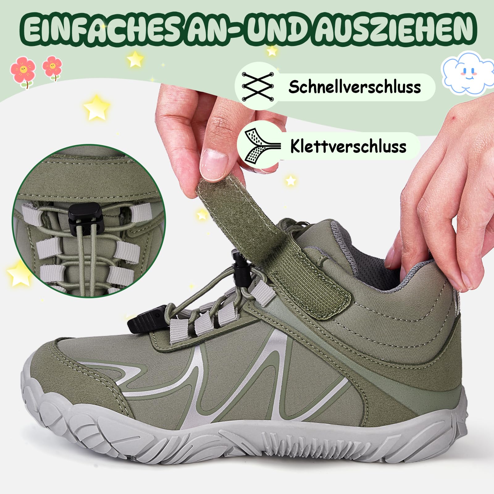 Barfussschuhe Kinder Barfußschuhe Jungen Mädchen Leicht Wanderschuhe Minimal Barfuß Sneaker Outdoor Wasserabweisend rutschfest Barefoot Shoes Kids Gr.27-35
