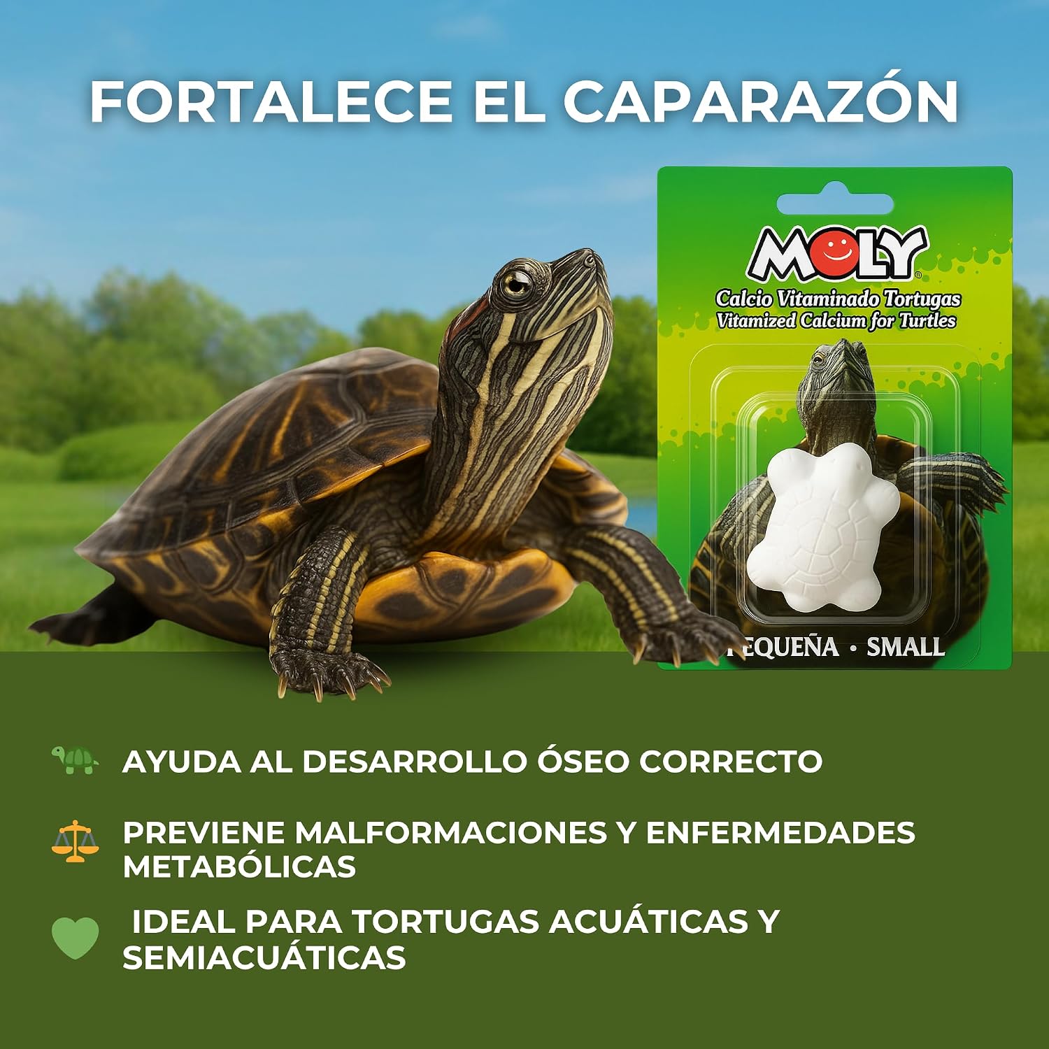 Корм для рептилий и амфибий MOLY MOLY с кальцием. Для маленьких черепах