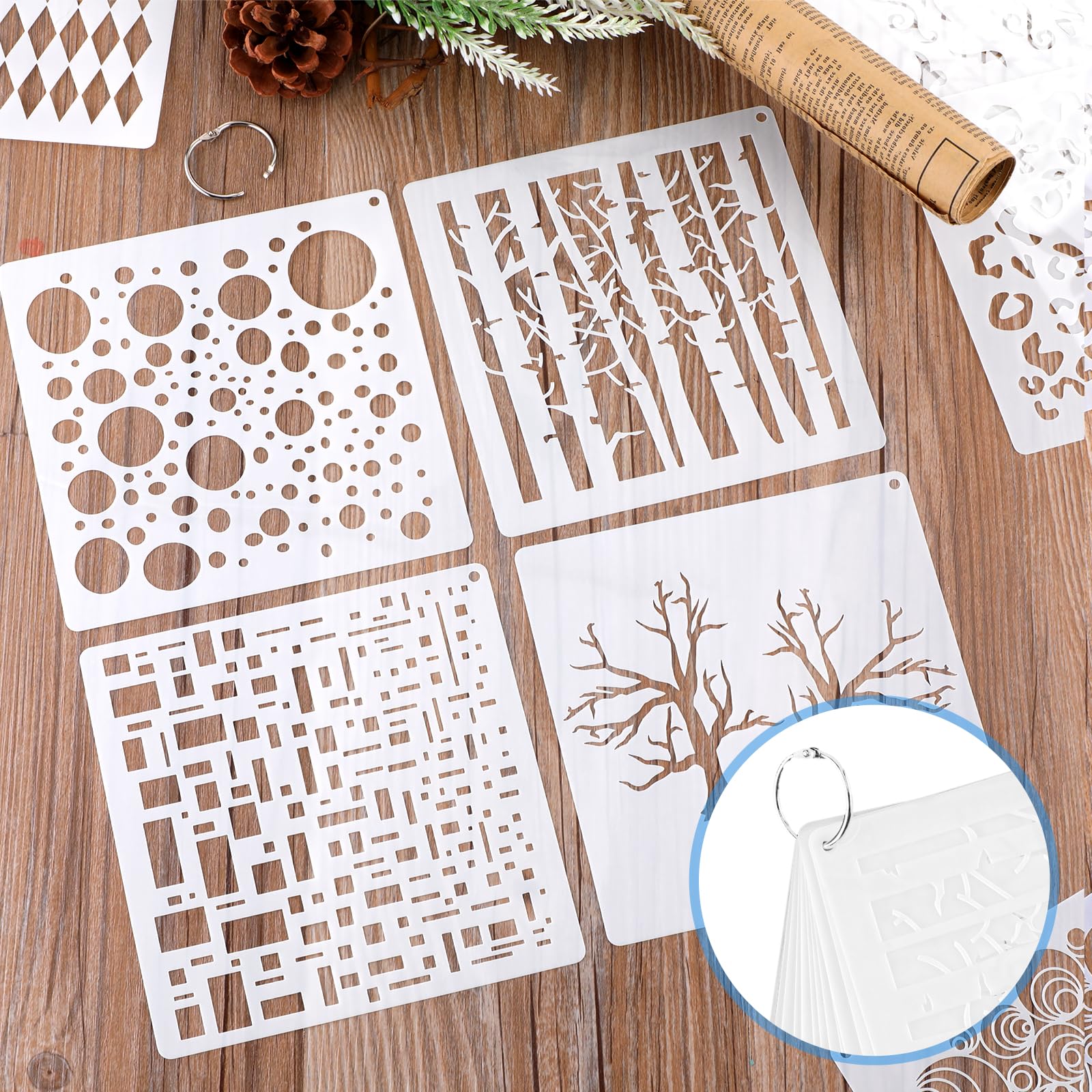 14 Stück Schablonen Wandgestaltung Set,Ymapinc Wiederverwendbar Schablone Schichtung Schablonen zum Malen Zeichnung Malschablonen für Scrapbooking Handwerk Deko