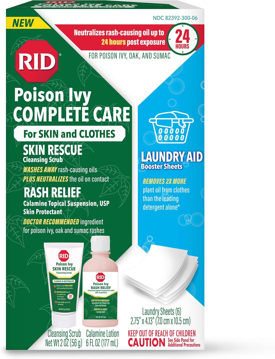 RID Poison Ivy Complete Care for Skin & Clothes – All-in-One Treatment for Poison Ivy, Oak & Sumac with Skin Rescue Cleansing Scrub, Calamine Rash Relief & Laundry AID