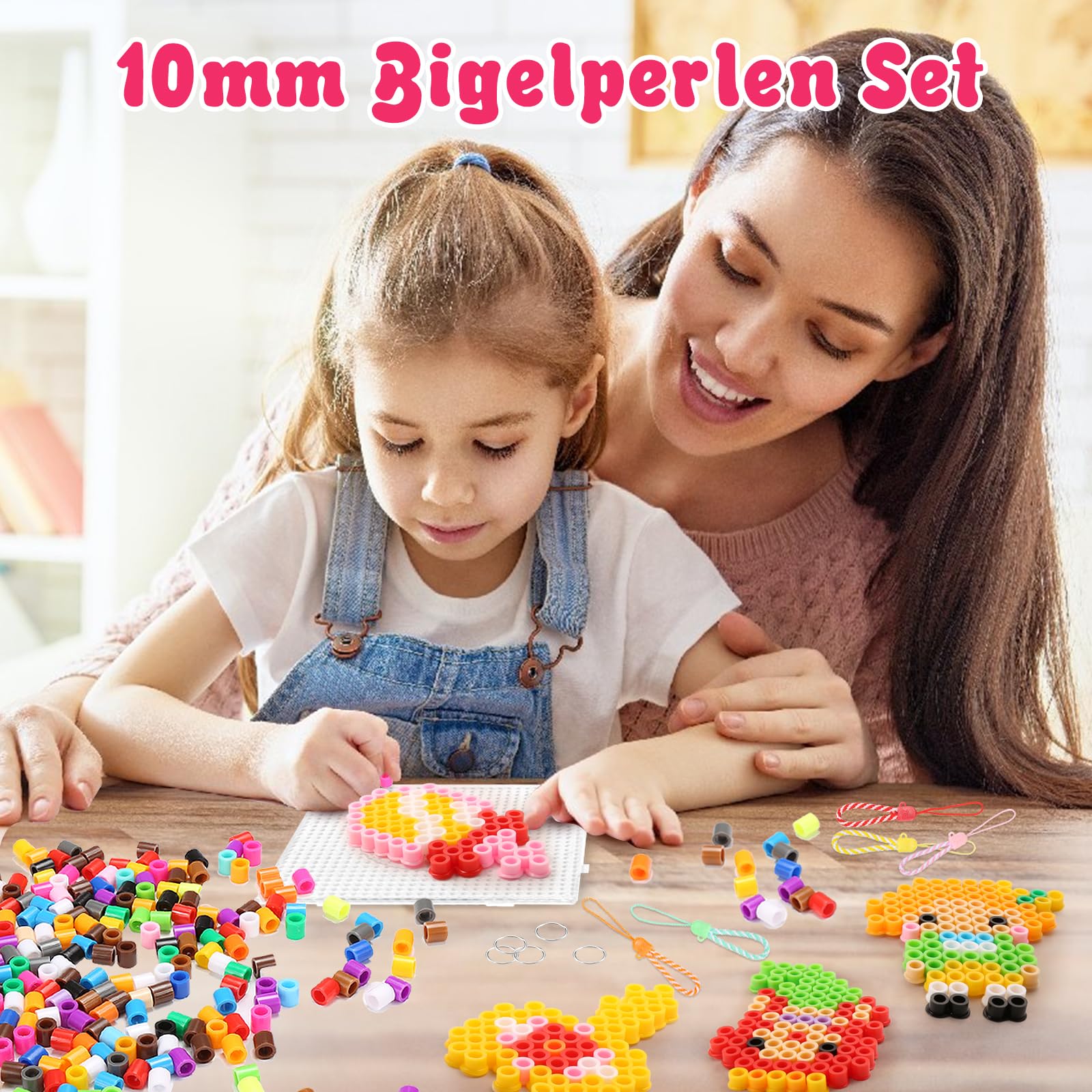 EIKEJI Set Perline Da Stirare Maxi Halloween – 1500 Pezzi, 10 Mm, 21 Colori, Con Piastre E Motivi Per Bambini 3+