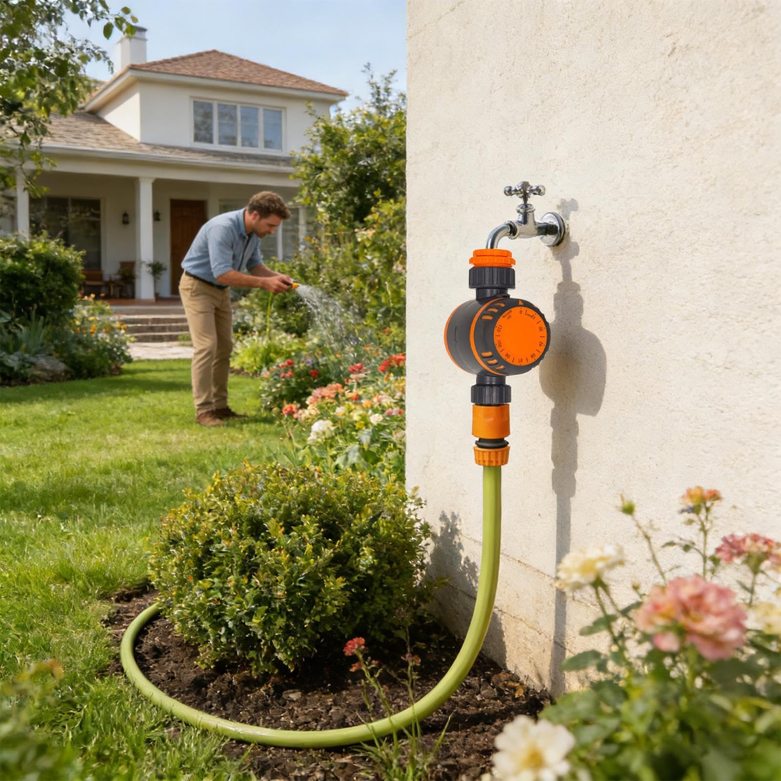 Minuteur pour Tuyau D'Arrosage Extérieur,Contrôleur D'Irrigation Automatique Goutte-À-Goutte 3 Modes,Programmateur d'Irrigation pour Tuyau de Jardin | pour Pelouse Jardin Terrasse Balcon Ferme