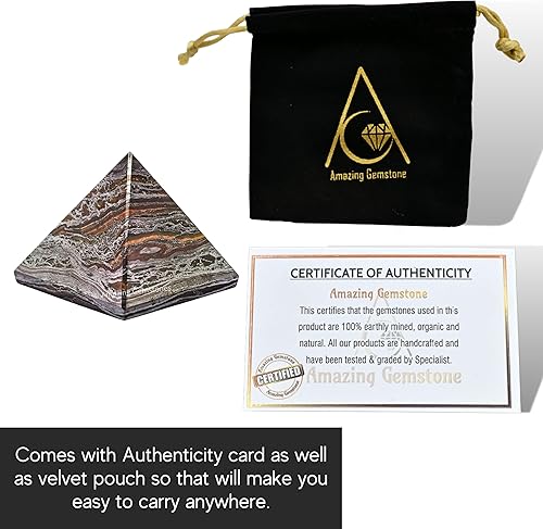 Miniatura 454 de Amazing Gemstone White Agate Snow Quartz Pyramid Crystal Healing Stones - 1" Great Pyramid Figurine of Natural Stone Pyramid for Meditation, Reiki