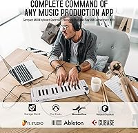 Vista 2 de Controlador de teclado MIDI USB Bluetooth de 25 teclas, controlador MIDI portátil y recargable para Mac y PC, producción de música con teclado