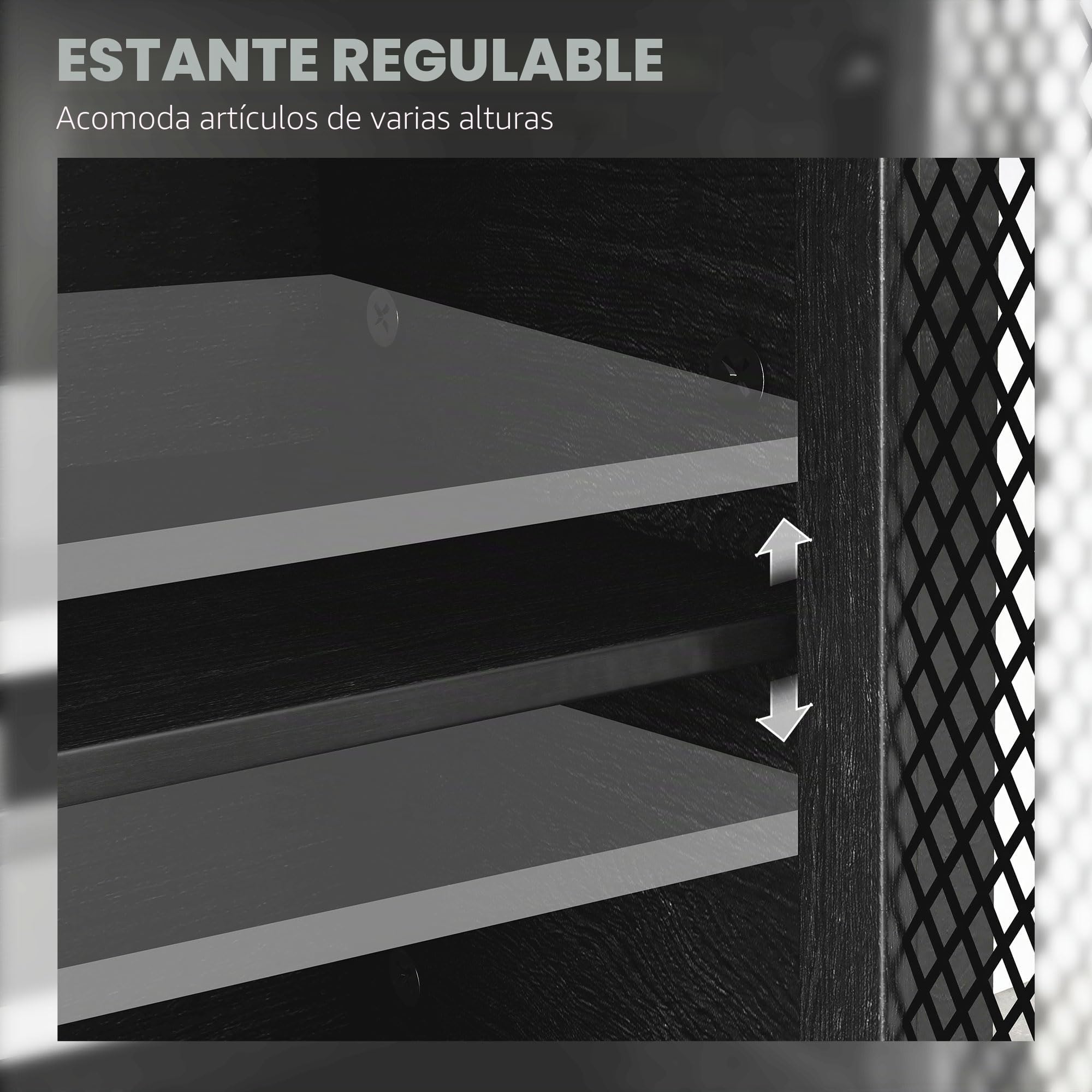HOMCOM Mueble Aparador Bajo Armario de Almacenaje, 4 Puertas con Estantes Ajustables y 2 Cajones, Estilo Industrial, 150 x 40 x 85 cm, Color Negro